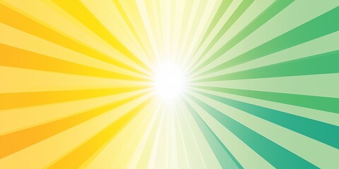 Obraz premium Retro starburst background in yellow and green gradient. Radial lines burst from center, fanning out to edges. Sunny, energetic design
