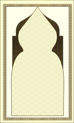 Muslim prayer rug illustration design. Arab decorative ornament. textile products