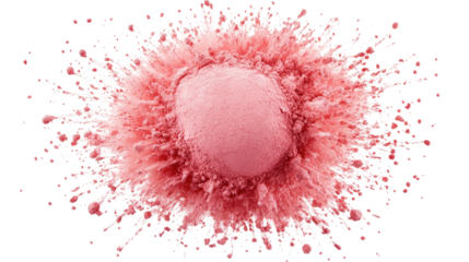 Lovely Pink Makeup Powder Scattered on a Transparent Background Generative AI
