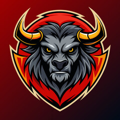 A fierce buffalo head logo with striking colors representing a competitive esports team