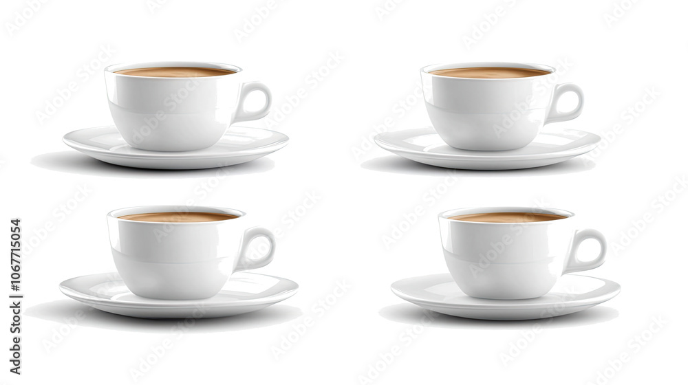 Poster aromatic espresso coffee cups set on a transparent background generative ai