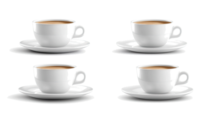 Aromatic Espresso Coffee Cups Set on a Transparent Background Generative AI