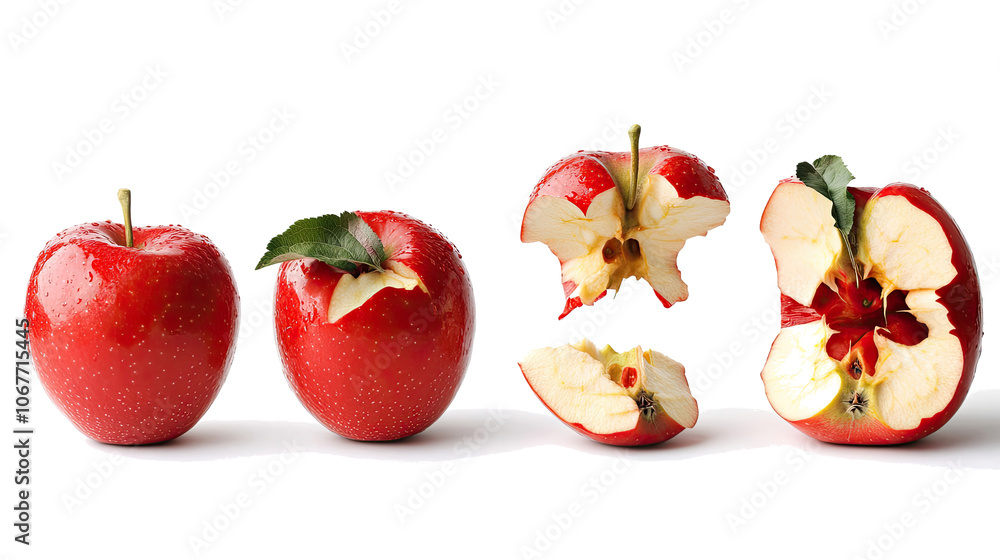 Aufkleber collection of fresh red apples with a sliced variety on display generative ai