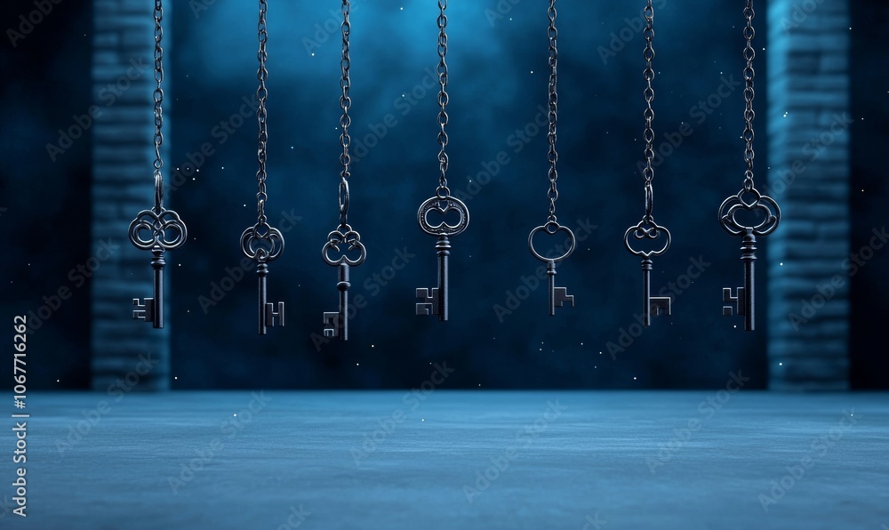 Aufkleber the key is vintage and on an abstract background with bokeh. background has neon light, lens flare, 