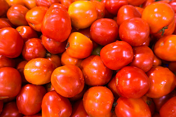 organic tomato closeup vegetable background Top view