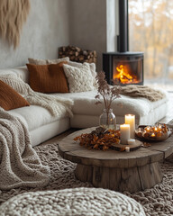 living room with fireplace