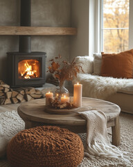 living room with fireplace