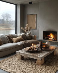 living room with fireplace