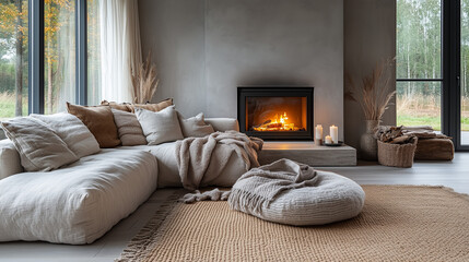 living room with fireplace