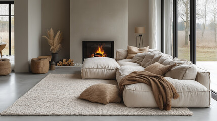 living room with fireplace