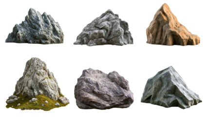 Close-up Collection of Rocky Mountain Slopes for Matte Painting Use Generative AI