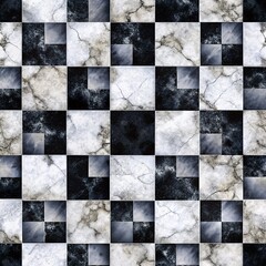 White seamless abstract wall texture with black squares pattern background