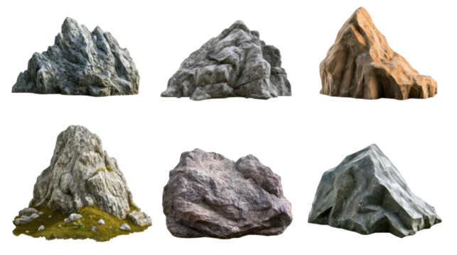 Close-up Collection of Rocky Mountain Slopes for Matte Painting Use Generative AI