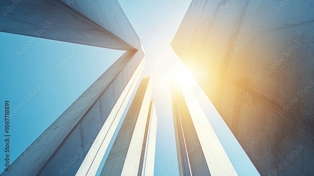 Poster abstract architecture with sun rays