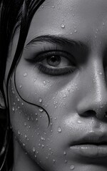 Liquid Gaze: Monochrome Portrait of a Woman 