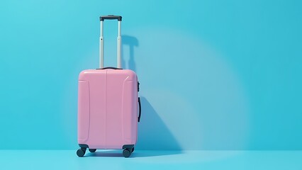 Obraz premium pink suitcase on a blue background