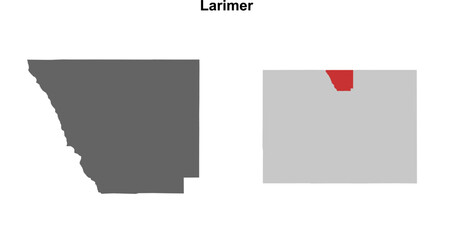 Larimer County (Colorado) blank outline map set
