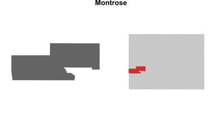 Fototapeta premium Montrose County (Colorado) blank outline map set