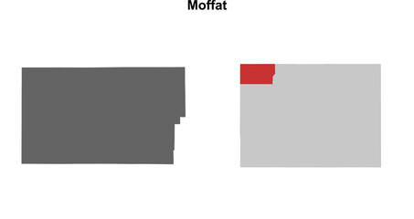 Moffat County (Colorado) blank outline map set
