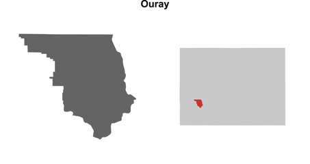 Ouray County (Colorado) blank outline map set