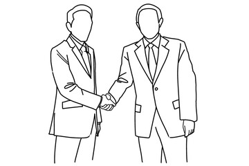 Drawing, two men shaking hands, one of which is the other one that is shaking hands