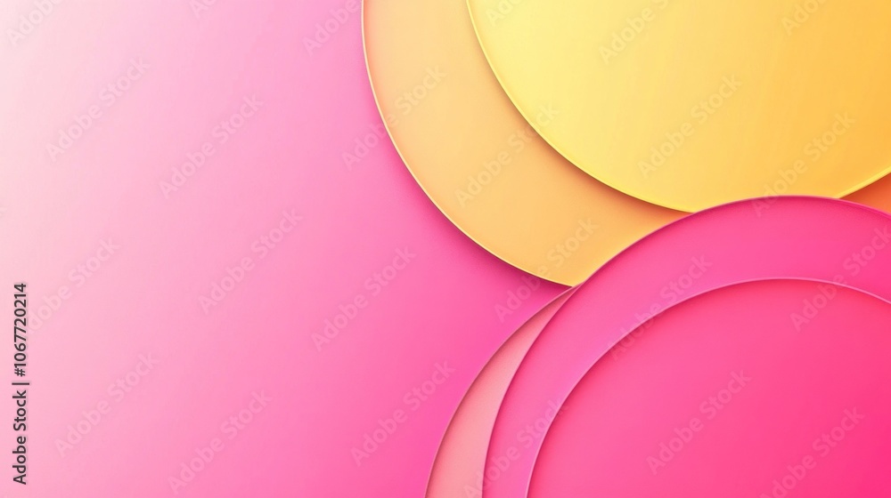 Poster abstract background with pink and yellow overlapping circles