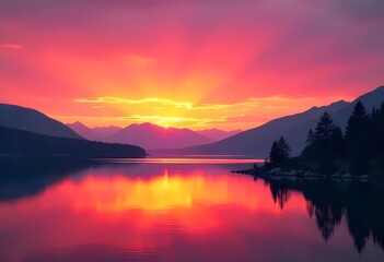 Obraz premium background of mountains in a sunset