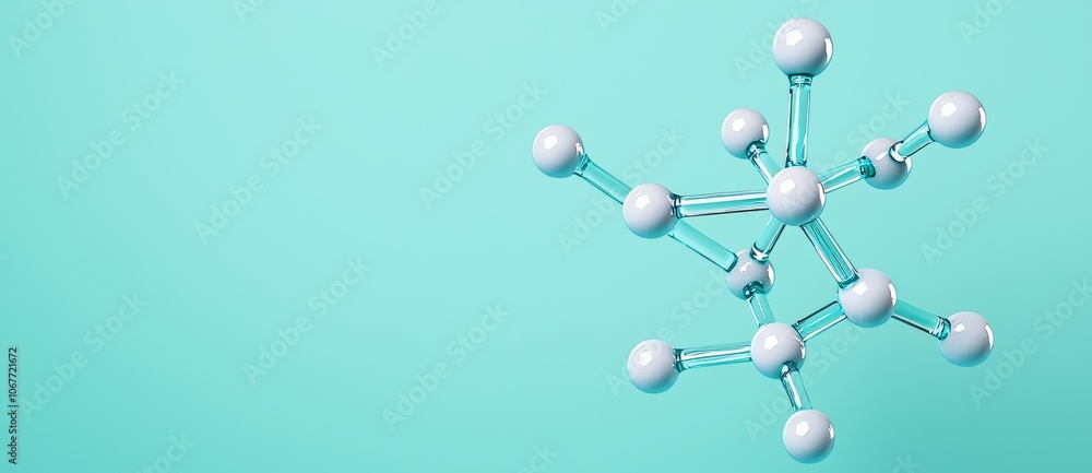 Poster representation of science and technology using abstract molecular structure with green background an
