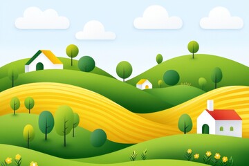 Obraz premium Countryside grassland, farm land from above. Geometric pattern of farmland patches in an agricultural field.