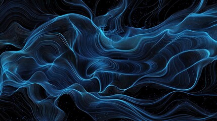 Obraz premium Abstract blue and black flowing lines background.