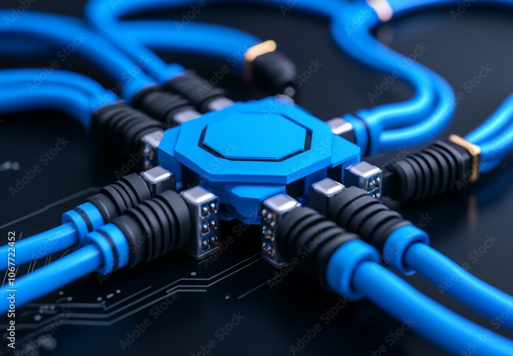 Aufkleber neural network (ann). synaptic connections in cyberspace. 3d rendering image on the subject 