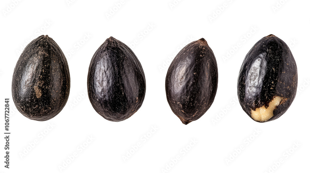Poster collection of shea nuts isolated on a transparent background generative ai