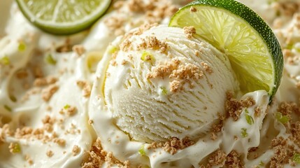 Key lime pie ice cream close up