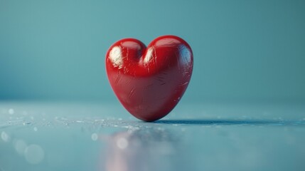 Fototapeta premium A red heart on a blue background. AI.