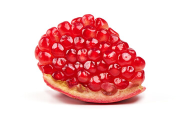Ripe juicy Garnet fruit, pomegranate, isolated on white background.