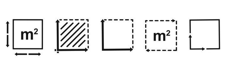 square meter set icons. area of ​​the premises sign. M2 vector