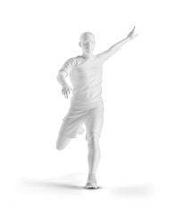 White Soccer Uniform in Action Shot During Shooting Attempt for Competitive Play