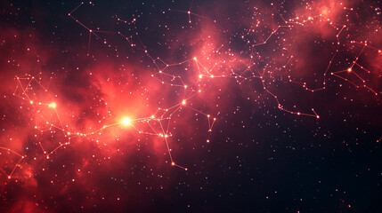 Fototapeta premium Illustration de constellations célestes et ciel nocturne avec étoiles lumineuses et nébuleuses éthérées