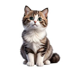 Obraz premium A cute 3D icon of a small, playful cat with round eyes and soft fur.