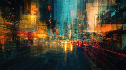 Abstract Cityscape with Blurry Lights