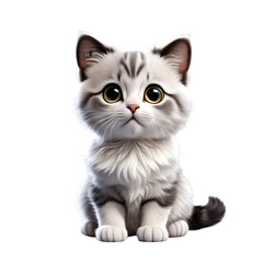 Obraz premium A cute 3D icon of a small, playful cat with round eyes and soft fur.