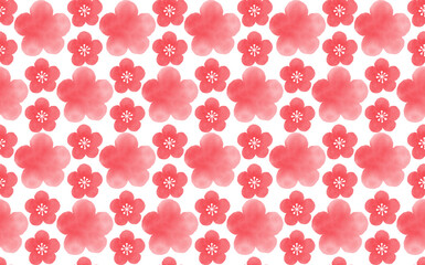 レトロな花柄のシームレスパターン　赤　ピンク