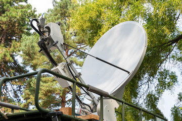 Military Satellite Antenna in Outdoor Setting