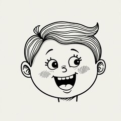 Naklejka premium Cute Kid Character Design With Simple Lines