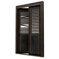 3d render old wooden door with transparent background