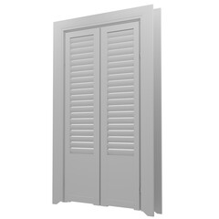 3d render big white door with transparent background