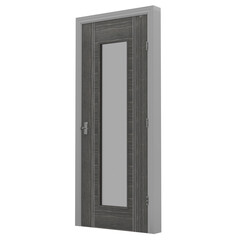3d render gray door with glass transparent background