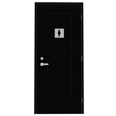 3d render black door women bathroom with transparent background