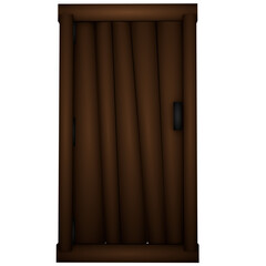 3d render wooden door with transparent background