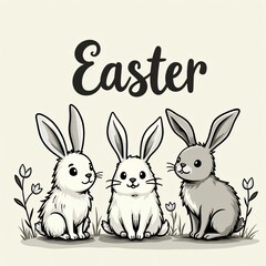 Fototapeta premium Cute Easter Bunnies Vector Illustration